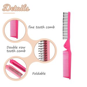 Factory Wholesale Portable Folding Hair Comb Travel Detangling Hair Brush <b>Plastic</b> Anti-Static <b>Pocket</b> Comb for Women & Men - Product Image 3