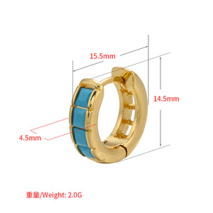 Orecchini a cerchio in cristallo con zirconi quadrati multicolori placcati in <span class=keywords><strong>oro</strong></span> moda piccoli orecchini Huggie vuoti gioielli da festa per donne bohémien - Product Image 2