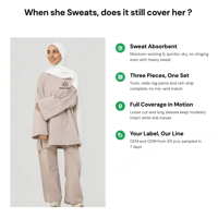 Ensemble de vêtements de sport modestes pour femmes, vêtements de détente islamiques, tunique hijab, pantalon large, séchage rapide, fabricant OEM