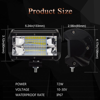 Barre lumineuse LED tout-terrain 72W 5 pouces, faisceau spot et large, pour ATV, Lada 4x4, camion, UAZ, éclairage de conduite LED auto 12V 24V