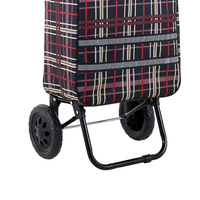 Chariot de courses pliable grande capacité noir, rouge, rose avec couvercle, sac de courses en PP