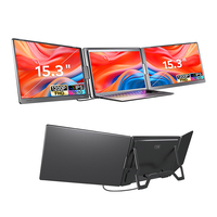 Technologie de connexion par un seul câble, écran portable pliable IPS de 15,3 pouces, extension d'écran pour ordinateur portable, compatible avec Windows et MacOS