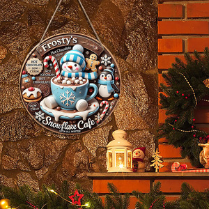 Decoraciones navideñas festivas en stock, gnomos de chocolate caliente con logo redondo, decoración para el hogar, etiqueta colgante de madera - Product Image 1