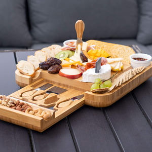 Tabla de cortar madera de bambú Natural multifunción, tabla personalizada de estilo rústico para queso, de tipo grande, redonda, cuadrada y con logotipo - Product Image 4