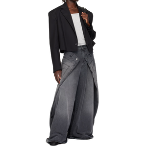 <span class=keywords><strong>Jeans</strong></span> larghi in Denim di cotone 100% Maxi personalizzato grigio per uomo pantaloni di <span class=keywords><strong>Jeans</strong></span> estesi all'ingrosso - Product Image 5