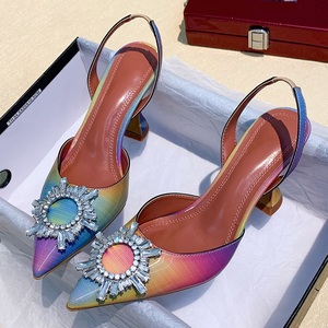 Zapatos De Mujer Elegante Dropshipping Luxury Rhinestone Kitten Slingback Sandals 2025 Heels for Women - Product Image 3