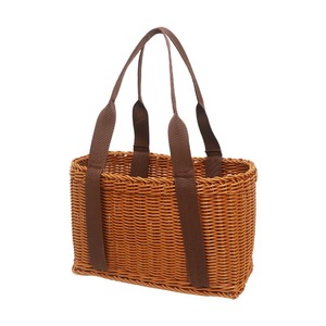 Cesta de compras de plástico tejida de ratán con 2 asas, fácil de transportar, cesta de almacenamiento portátil para uso en supermercados y campamentos - Product Image 5