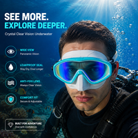 Masque de natation à large champ de vision, lentille panoramique teintée, joint en silicone souple, étanche, sangle réglable pour l'entraînement en piscine et la plongée avec tuba