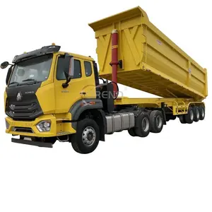 3-Axle U Shape Hydraulic Grain Camions-Remorques Dumping Rear End Dump Tipper Semi Trucks Trailer