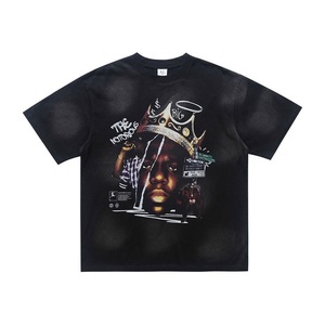 Camiseta Oversize Vintage Lavada con Estampado The Notorious B.I.G., Camiseta de Algodón Pesado Estilo Urbano - Product Image 4