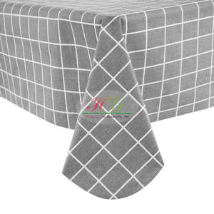 Nappe en <span class=keywords><strong>toile</strong></span> <span class=keywords><strong>cirée</strong></span> imprimée à carreaux gris 60''X84'' pour usage domestique, imperméable, polyester, PVC, vinyle, directement de l'usine - Product Image 4