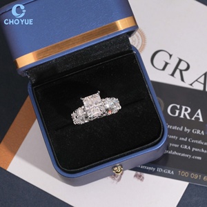 Radiant Cut Moissanite Engagement <b>Ring</b> 925 <b>Silver</b> Rhodium Plated Pave Setting Women's Luxury Wedding Band OCT <b>Eternity</b> <b>Ring</b> - Product Image 5
