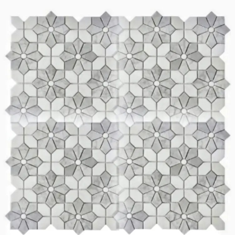 Marmo bianco fiore marmo mosaico piastrella arte pietra per rivestimento parete mosaico o backsplash bagno