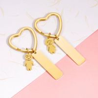 Vente en gros de porte-clés personnalisés en acier inoxydable plaqué or 18 carats, gravure au laser, étanche, DIY, pour couple, en cadeau