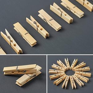 24pcs/bag Mini 5.5x1.2cm Natural Bamboo Clothes <b>Clips</b> Wooden Pegs Eco-Friendly Multifunction Tools for Living Room Use - Product Image 4
