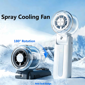 3600mAh Fan <b>Water</b> Spray Mist Fan Rechargeable Hanging Foldable Handheld Neck Fan Portable Outdoor Mist Fan Ice Compress - Product Image 1