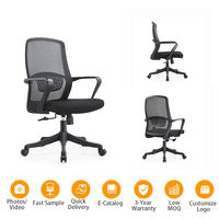 Chaise de bureau ergonomique au design moderne, avec accoudoirs fixes, hauteur réglable, pivotante, siège en tissu et mousse