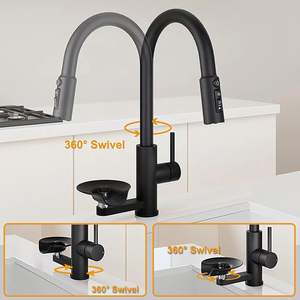 Grifo de Cocina con Rotación de 360°, 3 Modos, Rociador Extraíble, Monomando, Arco Alto, Montado en Cubierta, Moderno - Product Image 5