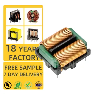 Bobina de Inductor de modo común de núcleo de ferrita SQ1212 SQ1212 15mH 20mH 25mH Inductor de modo común de línea plana vertical Inductor de modo común