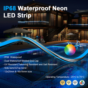 Bande lumineuse <span class=keywords><strong>LED</strong></span> néon flexible en silicone de haute qualité, étanche IP67 IP68, blanc chaud, <span class=keywords><strong>couleur</strong></span> unique, dimmable, conforme aux normes CE et ROHS - Product Image 1