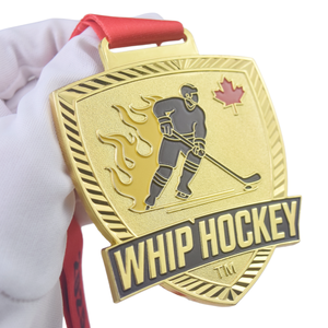 Médailles de hockey sur glace 3D personnalisées pour les sports de hockey canadien, médailles de compétition de Bandy, de baseball et de hockey sur gazon, en forme de bouclier - Product Image 3