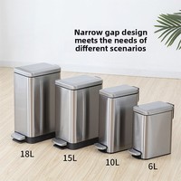 Poubelle à pédale fine en acier inoxydable 6L-18L pour salle de bain, bureau, maison, cuisine, avec couvercle à fermeture silencieuse et bac intérieur facile à nettoyer