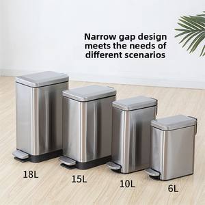 سلة مهملات بدواسة قدم من الفولاذ المقاوم للصدأ سعة 15 لتر للمكتب والمنزل والمطبخ مع غطاء هادئ الإغلاق وحاوية داخلية سهلة التنظيف - Product Image 3