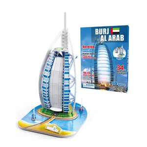 34 pçs dubai famoso construção 3d quebra-cabeça burj al árabe miniatura para crianças