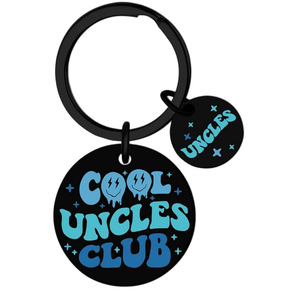 Porte-clés en métal Super Oncle, dessin animé, alliage de zinc rond, impression numérique, tendance mode, cadeau d'anniversaire - Product Image 3