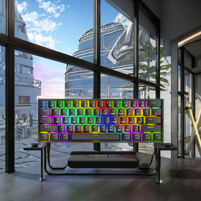 2026 New Mechanical Gaming Keyboard Tri-mode Wireless 61 Keys USB 3.0 Full-keyboard RGB Backlit Customized Programmable Keys