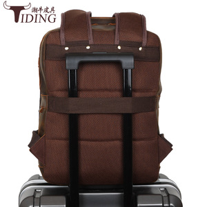 Tiding Retro Genuine Leather Laptop <b>Backpack</b> 15.6 Inch Men Outdoor Travel Durable Dark <b>Brown</b> - Product Image 4