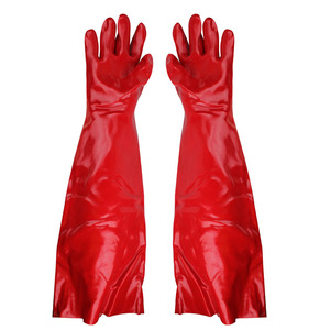 قفازات عمل صناعية طويلة الأكمام 60 سم من المطاط البلاستيكي مغطاة بالكامل مقاومة للمواد الكيميائية والتآكل والثقب - Product Image 1