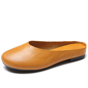 Zapatos de Mujer Hechos a Mano con Cuero Genuino, Estilo Mori Girl, Retro, Planos, Sin Cordones, Tallas Grandes, con Flores, para Verano, Directo de Fábrica - Product Image 4