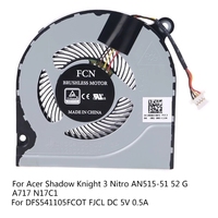 Ventilateur de refroidissement du processeur pour ordinateur portable Acer Shadow Knight 3 Nitro AN515-51 52 G A717 N17C1 pour DFS541105FCOT FJCL DC 5V 0.5A