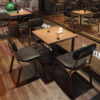 Chaise de salle à manger américaine rétro en fer PU cuir contemporain industriel ensemble de chaises de table en bois pour café restaurant usage commercial