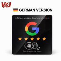 Promotion de liquidation de stocks Version allemande 12x12cm Carte NFC à puce Plaque de commentaires Google Autocollant NFC pour réseaux sociaux Instagram Facebook