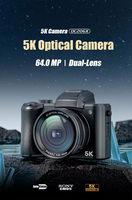 Kamera Digital DC206X 64MP 4K, kamera Digital 3.2 inci 5X Zoom optik lensa ganda perekam Video optik kompak untuk Vlog
