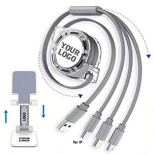 Câble de charge rapide USB rétractable 3-en-1 personnalisé avec logo imprimé, 1M, pour téléphone, vente en gros, promotionnel - Product Image 1