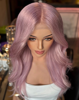 Perruque Lace Front Transparente 13x4 Rose Vif Cheveux Humains Vierges Européens Ligne de Cheveux Naturelle Pré-Pluckée pour Femmes