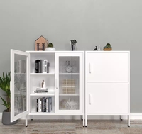 Armoire de rangement nordique en verre à pieds hauts pour salle à manger et salon