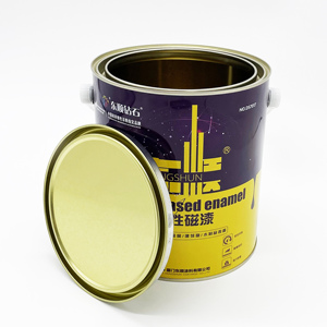 Cubo Metálico de 1 Galón (4L) para Envasado de Pintura Química, con Asa de Plástico y Logotipo Personalizado - Product Image 1
