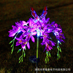 Solar Garden <b>Light</b> Led Butterfly Purple Wisteria <b>Flower</b> Waterproof Outdoor Lawn <b>Light</b> Free Standing Mono Si Solar Cell - Product Image 4