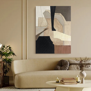 Quadro Moderno Astratto <span class=keywords><strong>Geometrico</strong></span> Originale di Art Factory, Dipinto a Olio su Tela con Cornice in Legno, Design Contemporaneo da Appendere per Hotel - Product Image 1