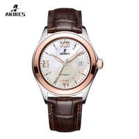 Bestseller Akires 50M Wasserdichte PT5000 Uhrwerk Saphirglas Lederarmband Sport Klassische Unisex Mechanische Armbanduhr