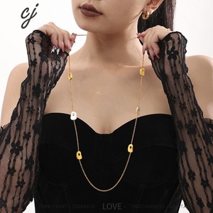 Carline thời trang áo len chuỗi 18K mạ vàng vỏ sò biển thép không gỉ dài vòng cổ trang sức sang trọng cho phụ nữ - Product Image 5