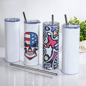 Gobelet isotherme droit et fin en acier inoxydable de 20 oz avec couvercle, personnalisable avec logo, par sublimation et à paillettes - Product Image 5