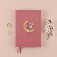 Carnet de notes LABON élégant avec broderie florale, couverture rigide en cuir végétalien A5, agenda quotidien rose esthétique pour filles, cadeau