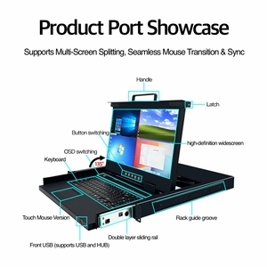 18.5 inch 16-<span class=keywords><strong>Port</strong></span> <span class=keywords><strong>KVM</strong></span> chuyển đổi qua IP 4K 1080p giao diện điều khiển ngăn kéo <span class=keywords><strong>KVM</strong></span> 1U Rack mount liền mạch đa cổng chuyển đổi sản phẩm trong kho - Product Image 5