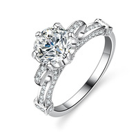 Bijoux de fiançailles et de mariage en argent sterling S925, moissanite ronde taille brillant 1 carat, bagues géométriques pour amoureux, cadeau