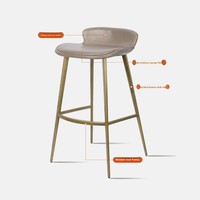 Chaise de bar nordique minimaliste en cuir véritable de première qualité, tabouret haut de bar, chaise de bar moderne et élégante pour la maison, luxe léger 7368